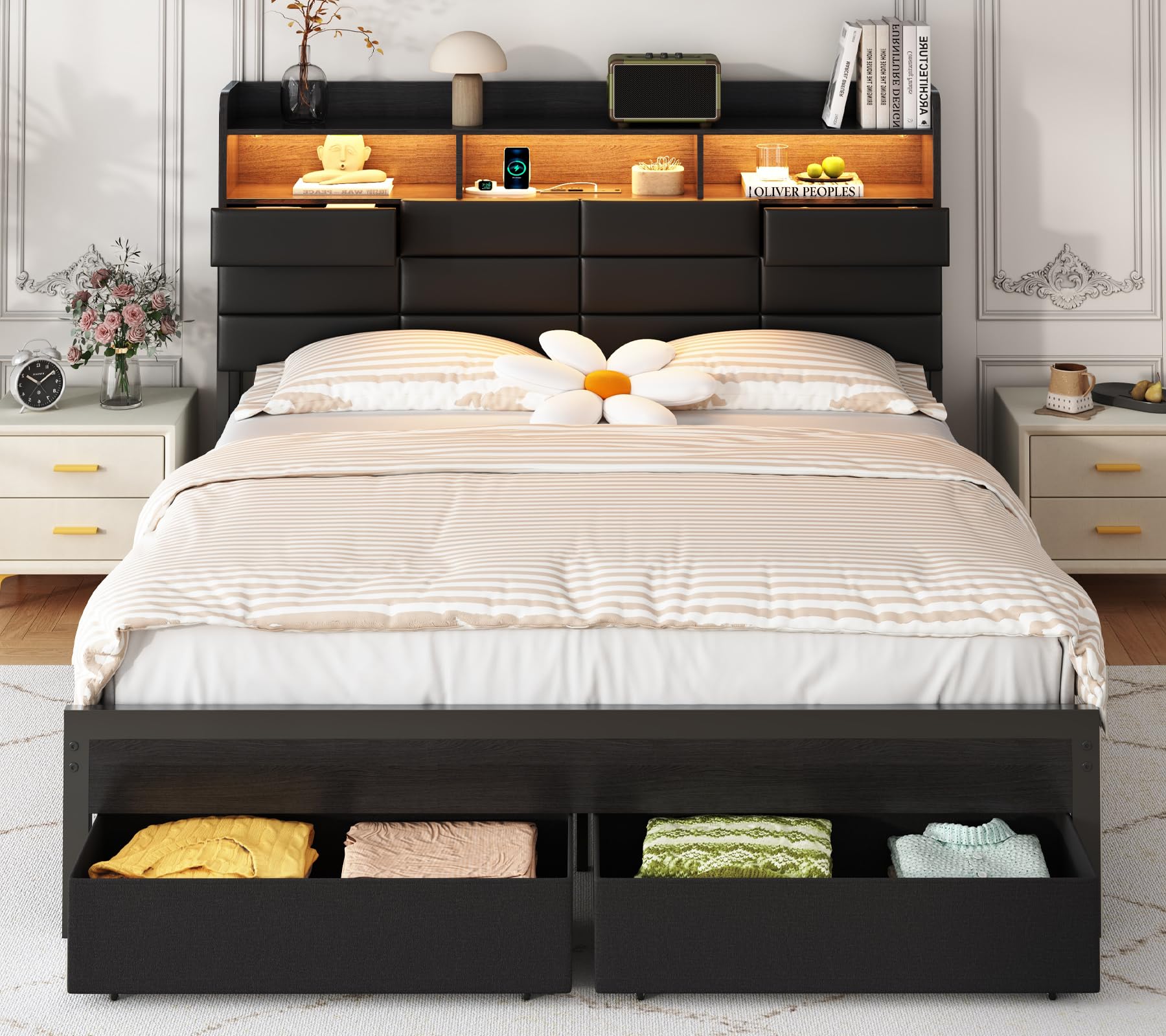 King Size Bed Frame With Storage Drawers - Каркас кровати размера «king-size» с выдвижными