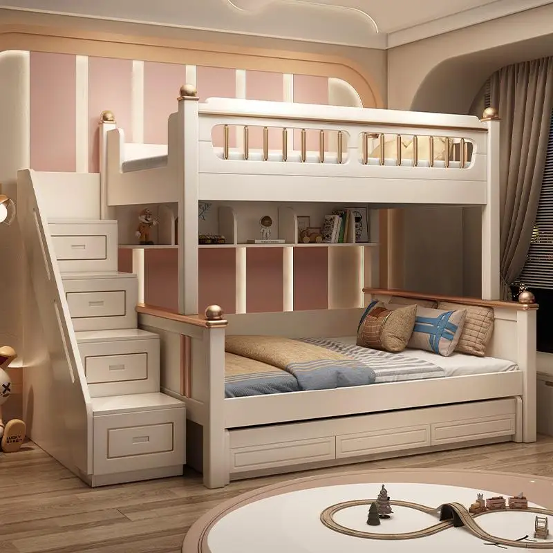 King Size Bed Frame With Storage Drawers - Двухъярусная кровать из дерева 135x190 см