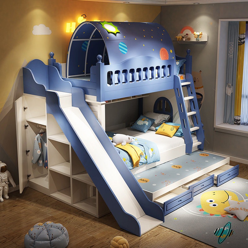 Bunk Bed With Stairs And Slide - Детская двухъярусная кровать для мальчиков, для