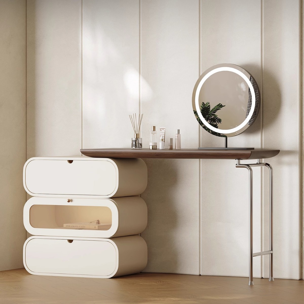 Изысканный стеклянный туалетны – обзор и цена Dressing Table Vanity With Lighted Mirror