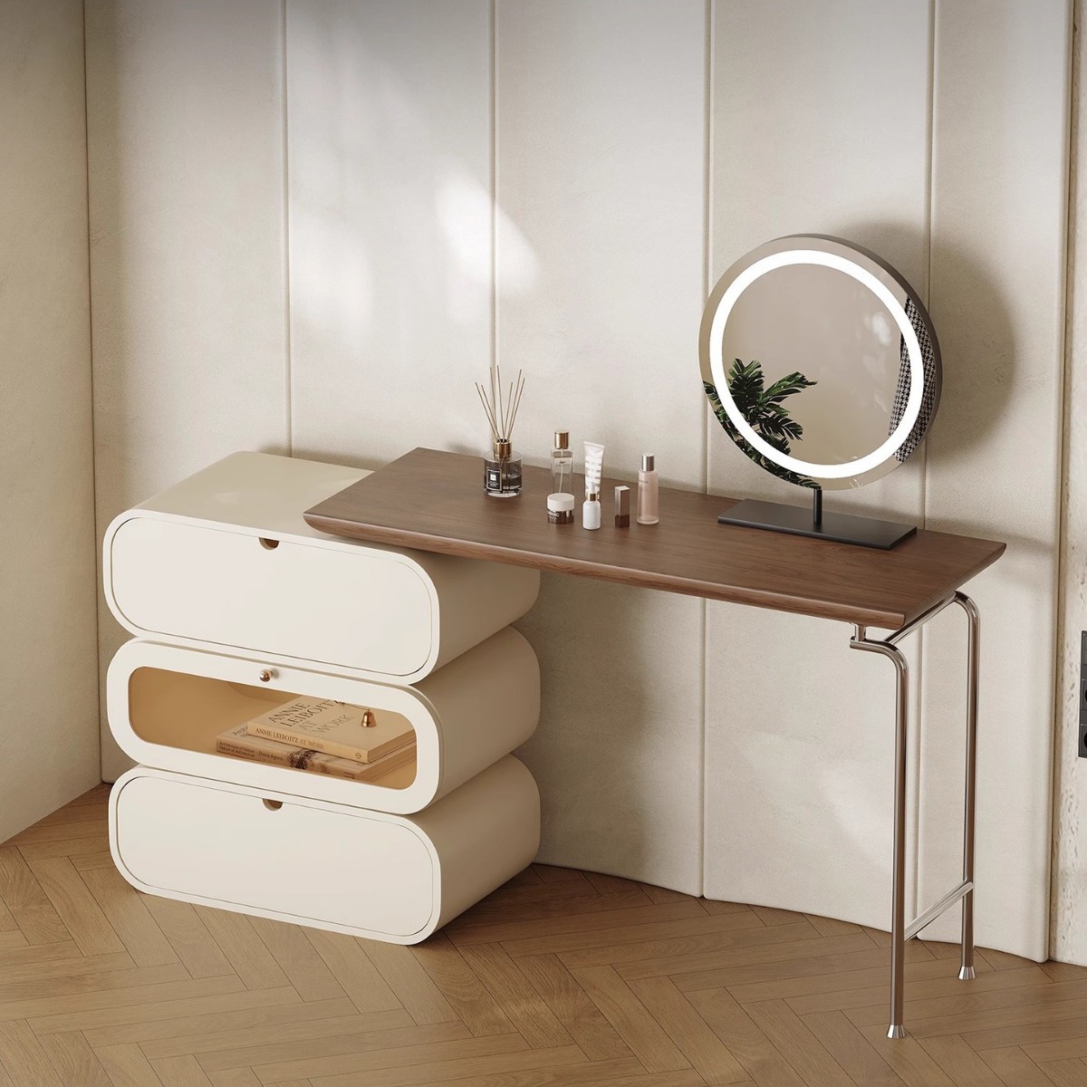 Изысканный стеклянный туалетны – обзор и цена Dressing Table Vanity With Lighted Mirror