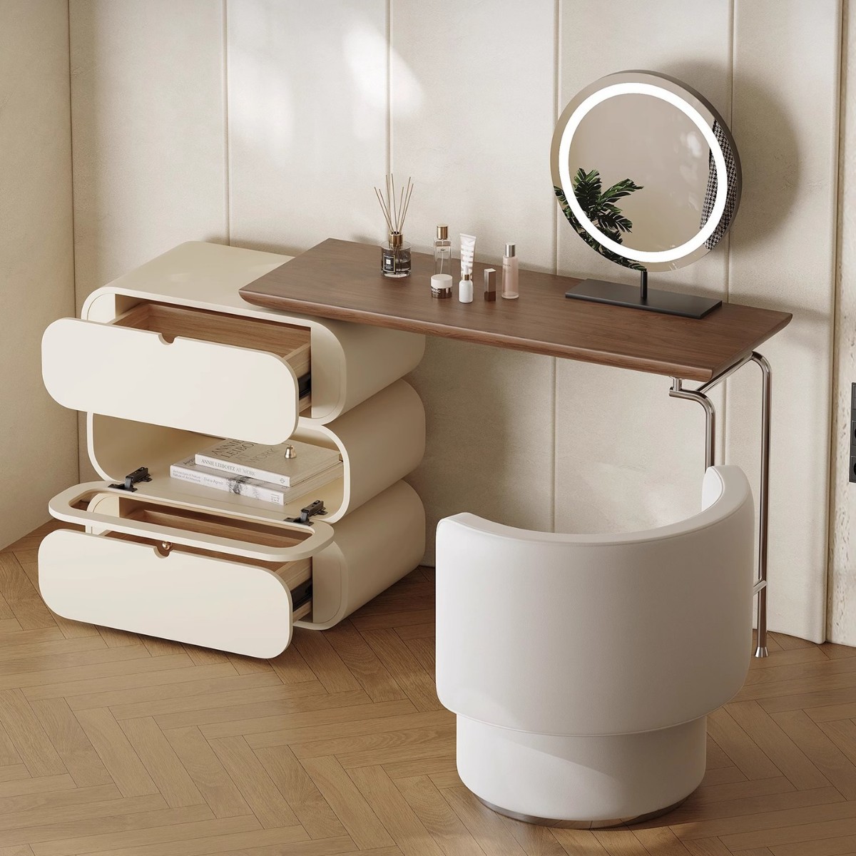 Изысканный стеклянный туалетны – обзор и цена Dressing Table Vanity With Lighted Mirror