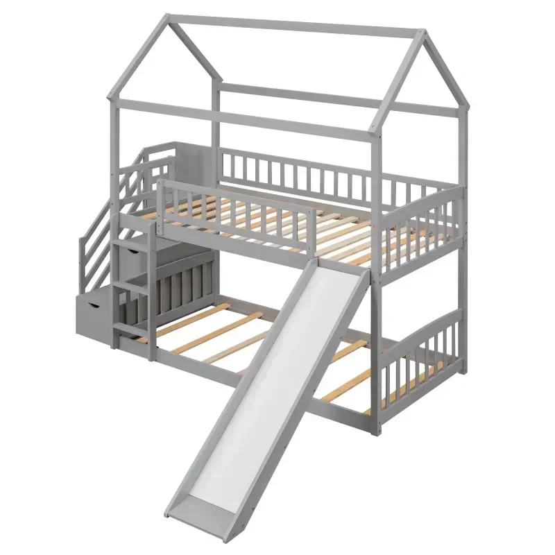 Детская двухъярусная кровать и – обзор и цена Bunk Bed With Stairs And Slide