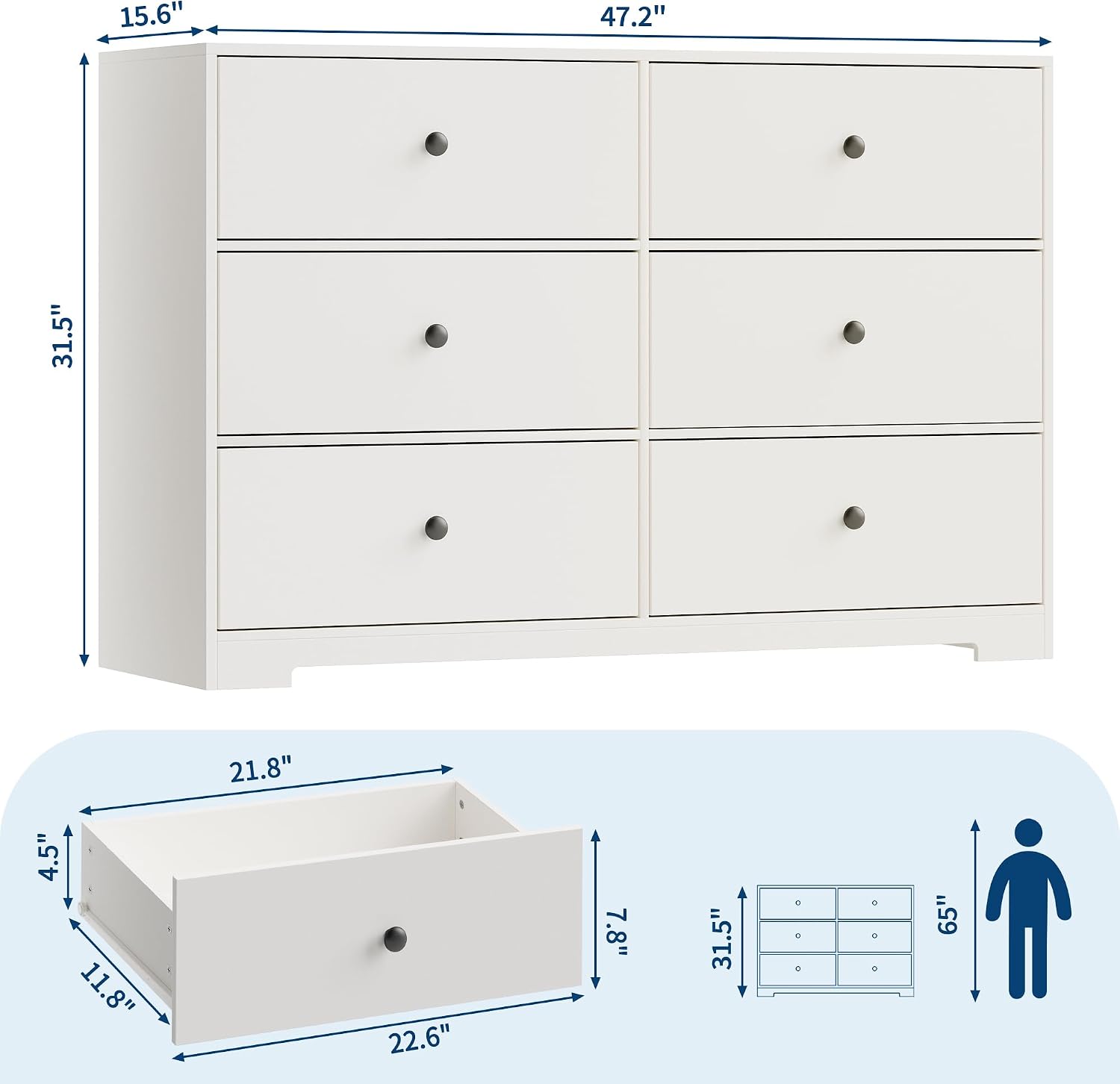Комод с 6 ящиками для спальни, – обзор и цена Bedroom Furniture