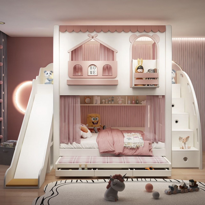 Детская двухъярусная кровать д – обзор и цена Bunk Bed With Stairs And Slide